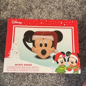 Brand New Disney Mickey Mouse Santa Sculpted Mug 16 oz.